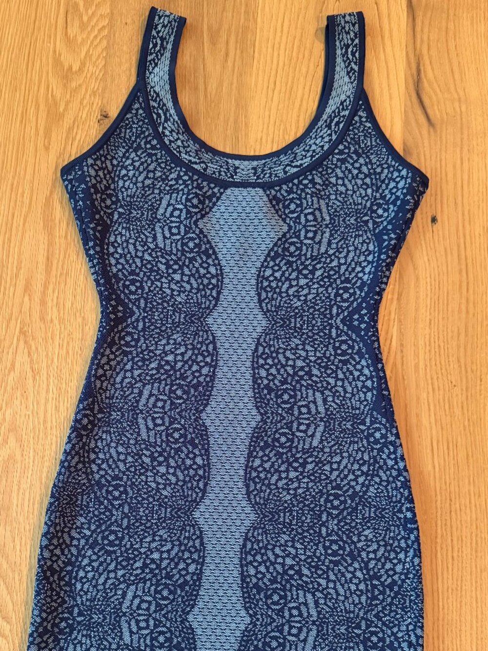 BCBG MAXAZARIA 'CASPAR' BLUE SHADOW LACE KNIT BANDAGE /BODYCON CLUB DRESS MEDIUM - Picture 9 of 9